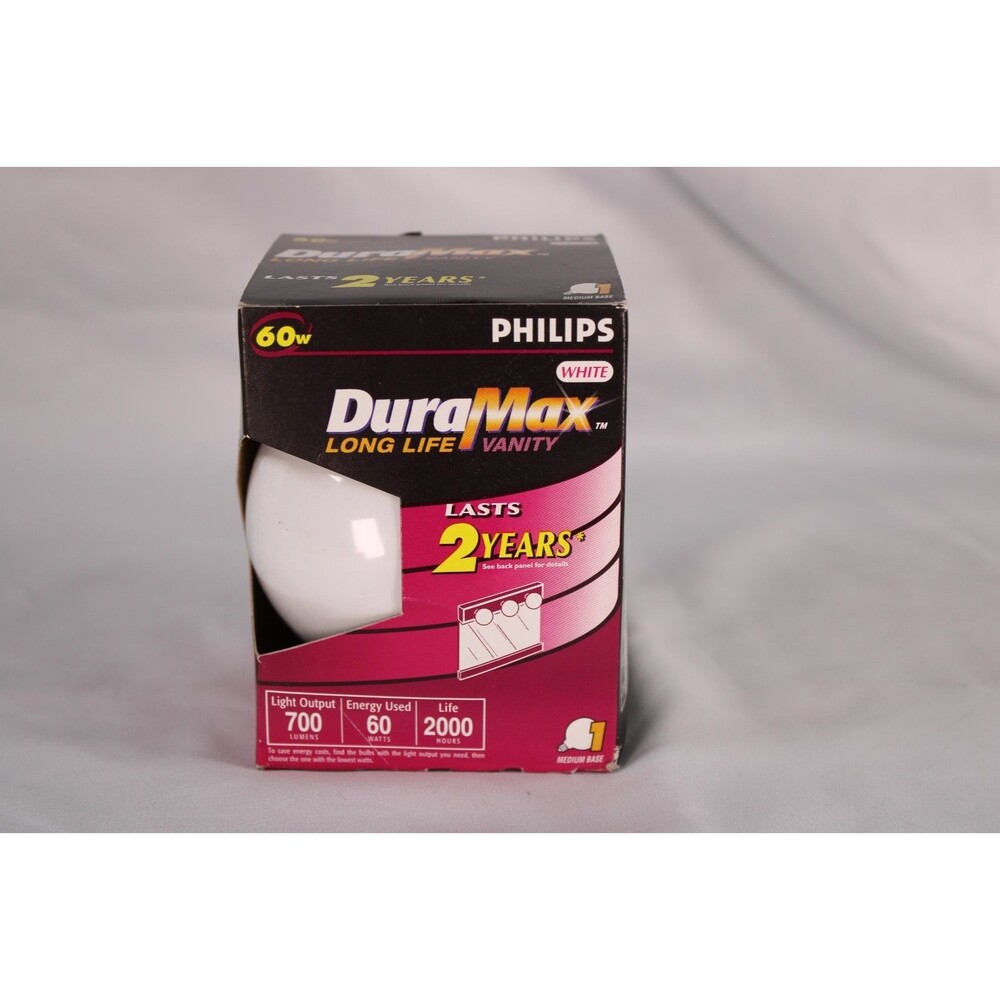 Philips DuraMax Long Life Vanity G25 Globe Light Bulb 60W White 700 Lumens 120V